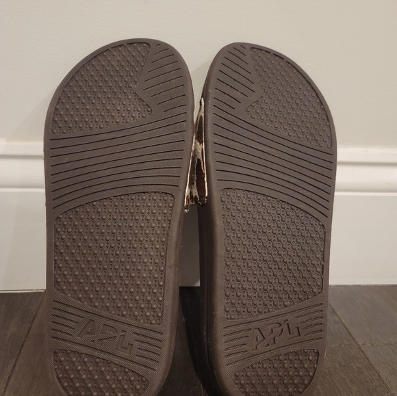 APL NWT NIB LIMITED EDITION $195 B&W DYED COW HAIR LEATHER FUR SLIDES WOMENS 8 - Picture 3 of 6